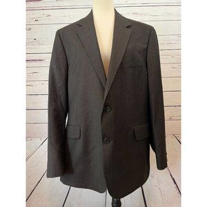 Lands End Suit Coat Blazer Sport 44R 44 Regular 100% Wool Lined Striped Men NWOT